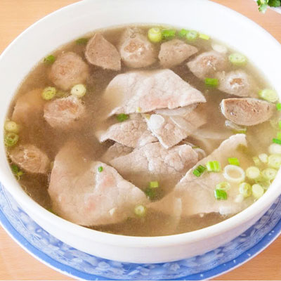 Sliced Beef & Beef Meatballs Noodle Soup